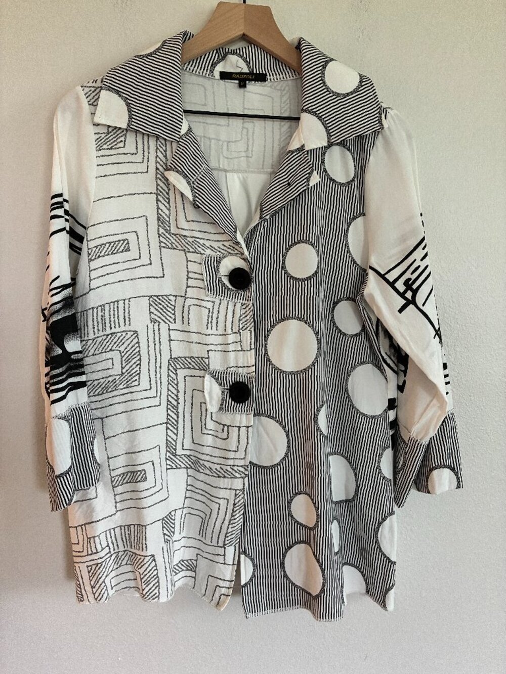 Radzoli Tunic Shirt Geo Print Button Front Lagenlook Artsy